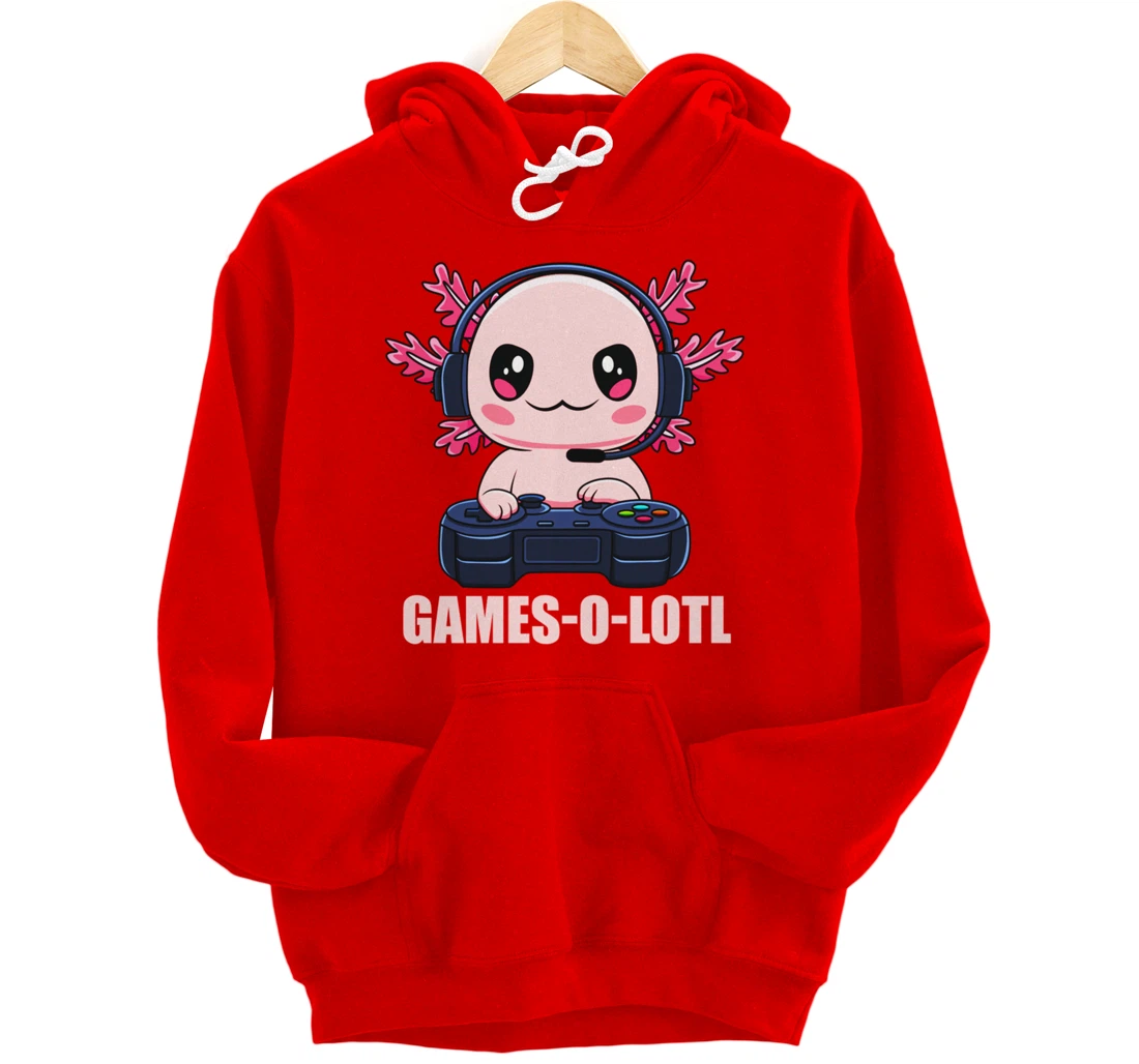 Games-O-Lotl Gamesolotl Axolotl Video Gamer Kawaii Anime Pullover Hoodie