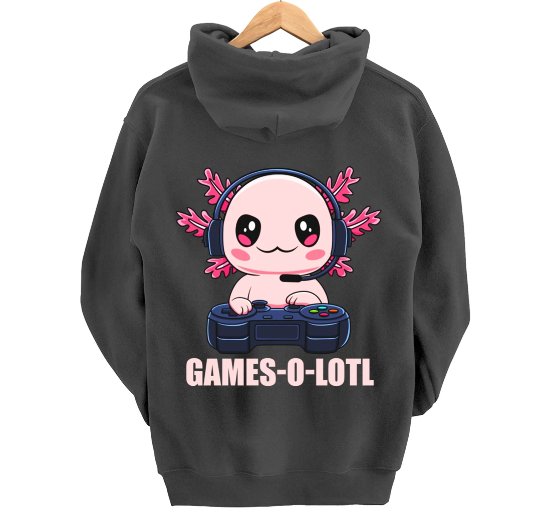 Games-O-Lotl Gamesolotl Axolotl Video Gamer Kawaii Anime Pullover Hoodie