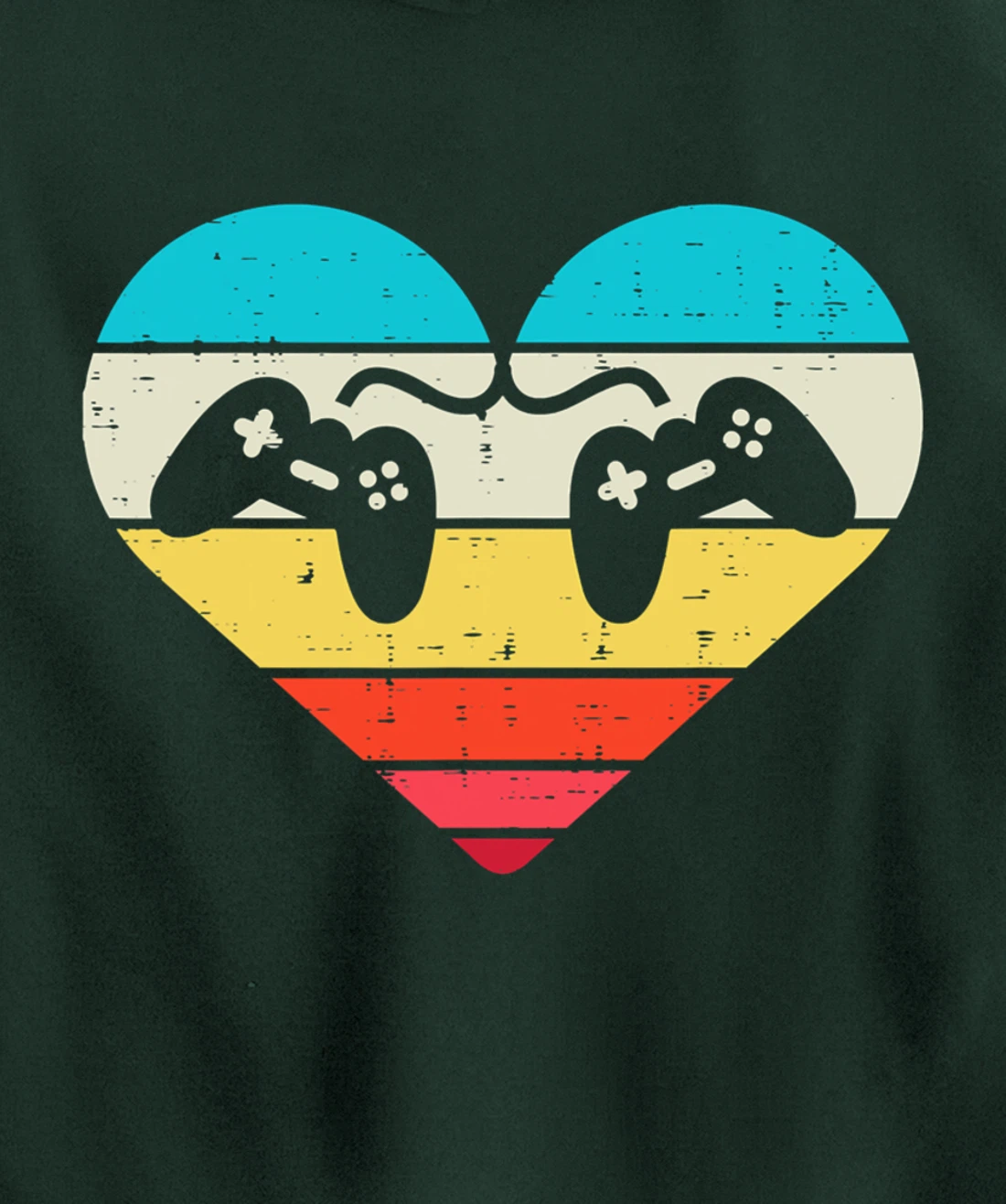 Heart Video Gamer Controller Mens Valentines Day Pullover Hoodie
