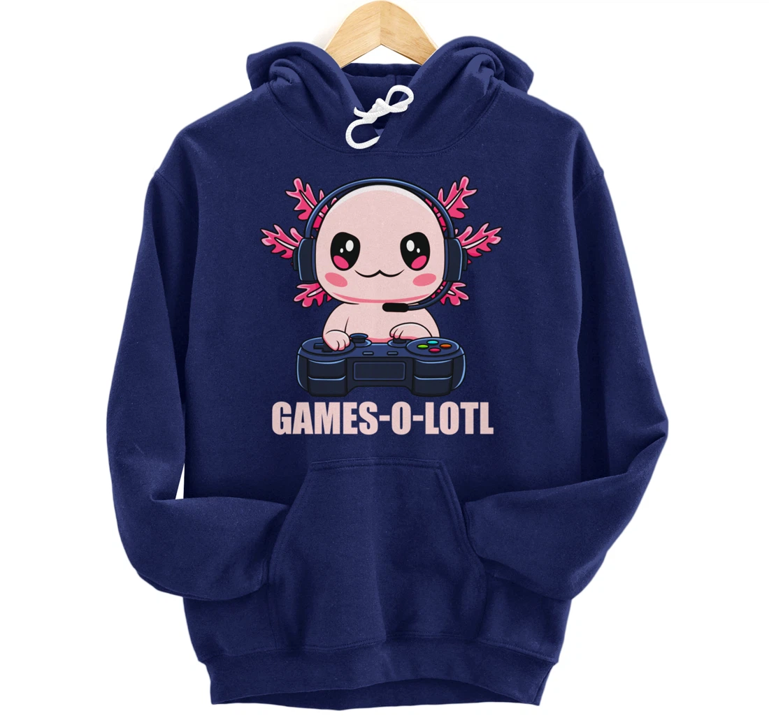 Games-O-Lotl Gamesolotl Axolotl Video Gamer Kawaii Anime Pullover Hoodie