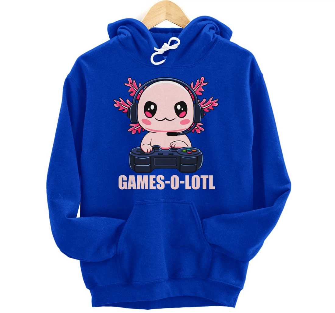 Games-O-Lotl Gamesolotl Axolotl Video Gamer Kawaii Anime Pullover Hoodie