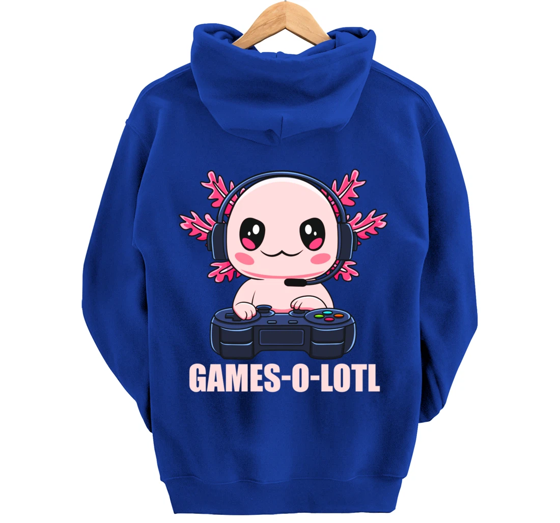 Games-O-Lotl Gamesolotl Axolotl Video Gamer Kawaii Anime Pullover Hoodie