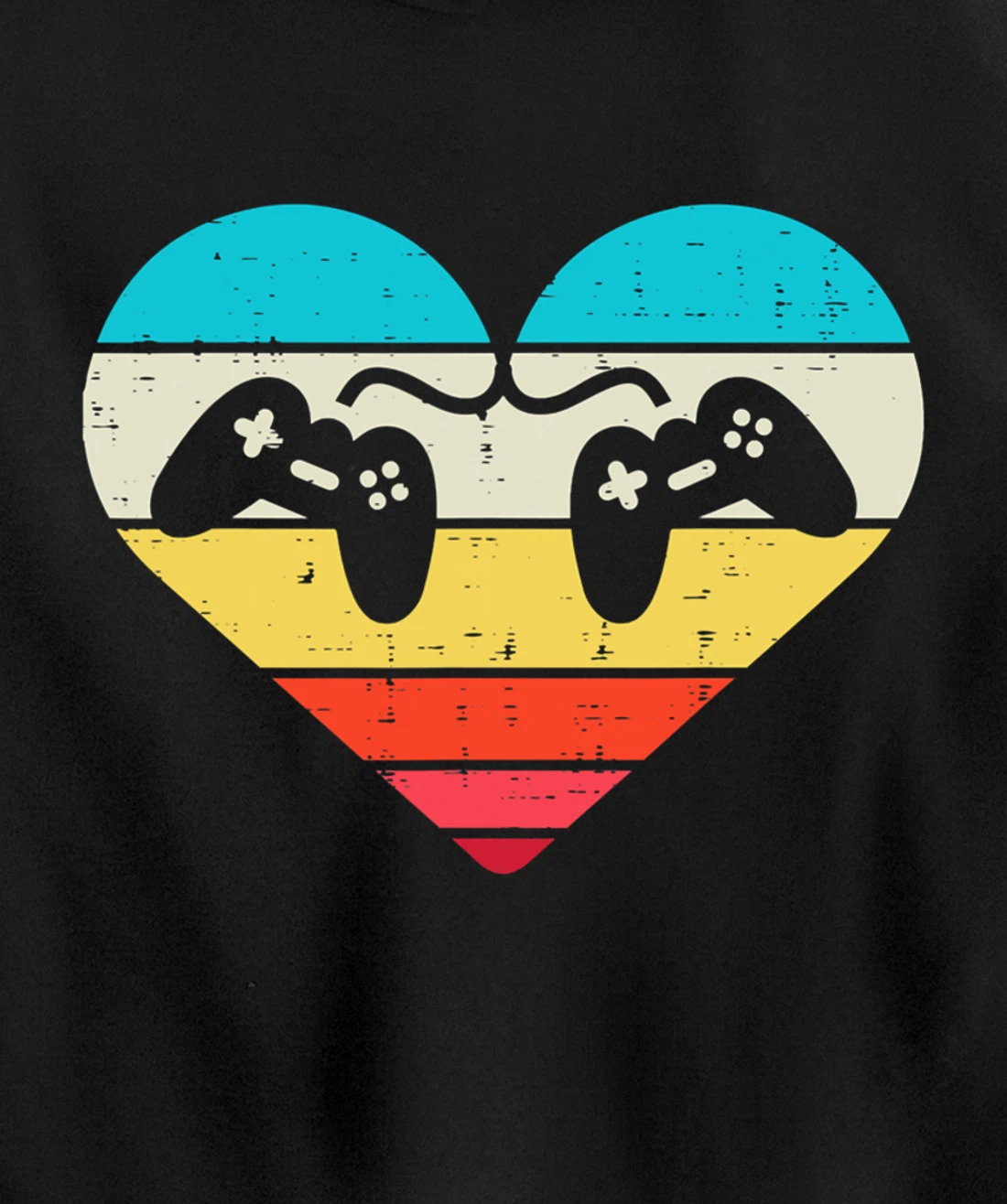 Heart Video Gamer Controller Mens Valentines Day Pullover Hoodie