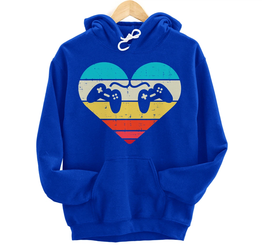 Heart Video Gamer Controller Mens Valentines Day Pullover Hoodie