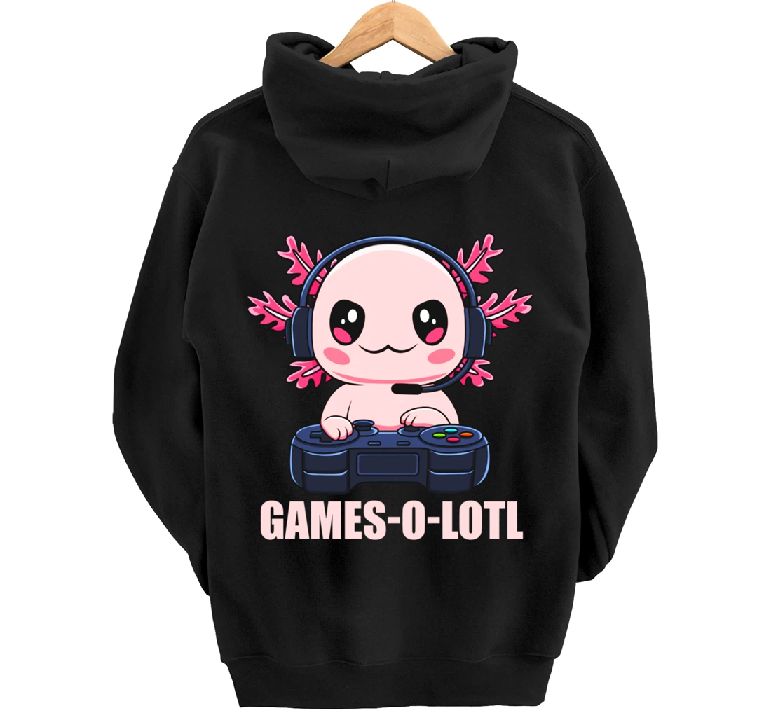 Games-O-Lotl Gamesolotl Axolotl Video Gamer Kawaii Anime Pullover Hoodie