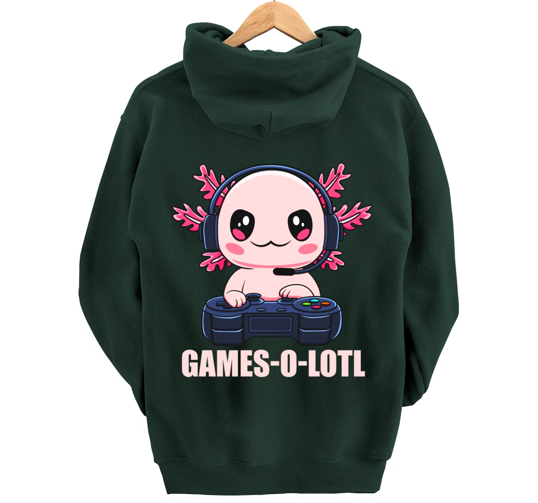 Games-O-Lotl Gamesolotl Axolotl Video Gamer Kawaii Anime Pullover Hoodie