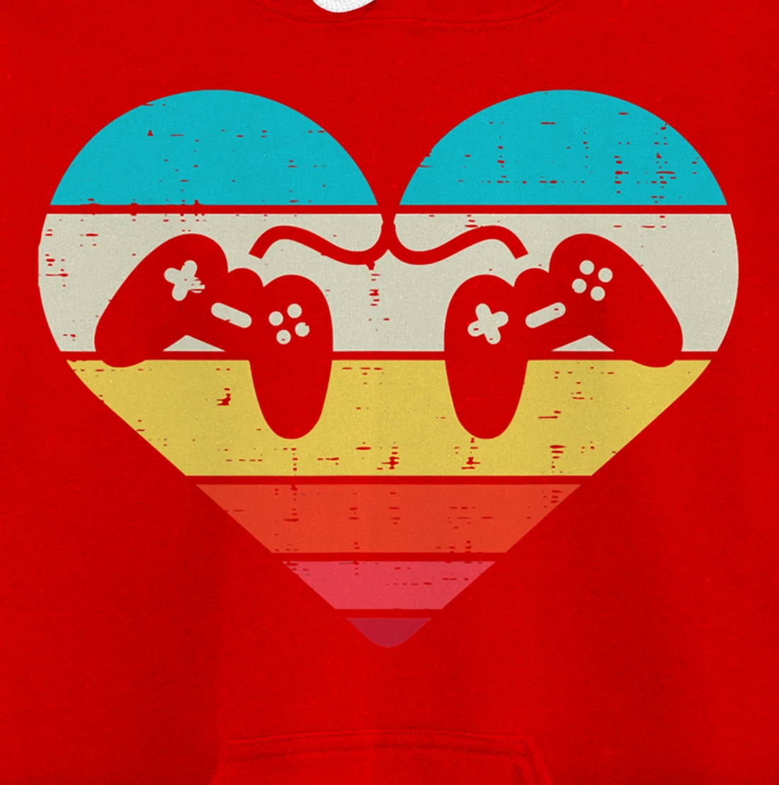 Heart Video Gamer Controller Mens Valentines Day Pullover Hoodie