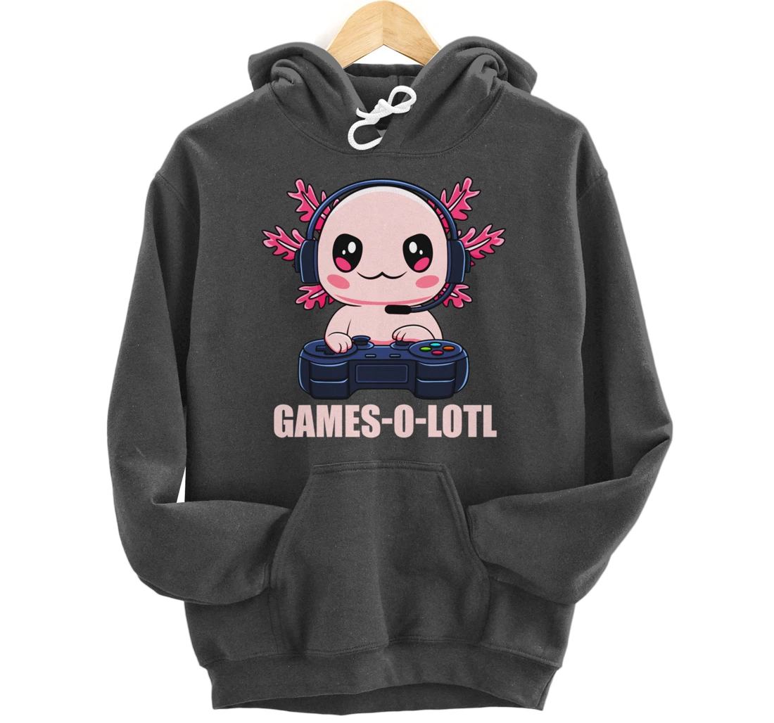 Games-O-Lotl Gamesolotl Axolotl Video Gamer Kawaii Anime Pullover Hoodie