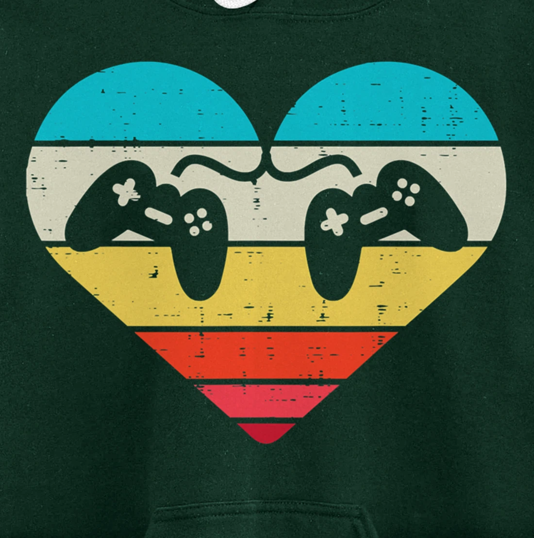Heart Video Gamer Controller Mens Valentines Day Pullover Hoodie