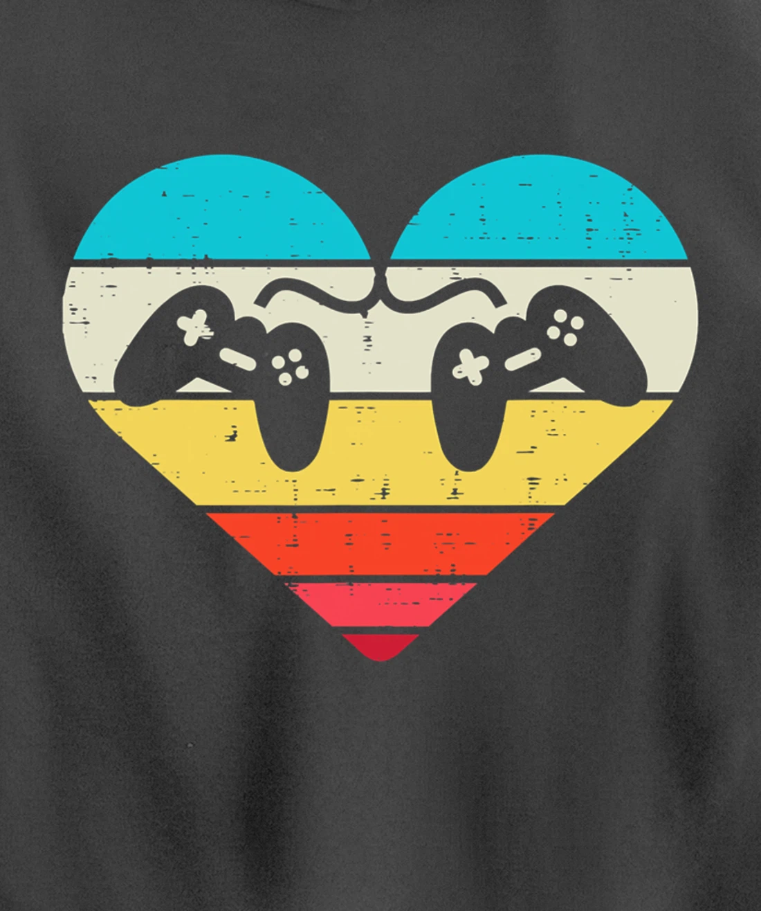 Heart Video Gamer Controller Mens Valentines Day Pullover Hoodie