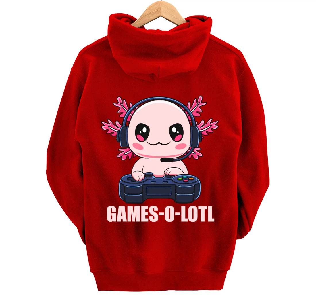 Games-O-Lotl Gamesolotl Axolotl Video Gamer Kawaii Anime Pullover Hoodie