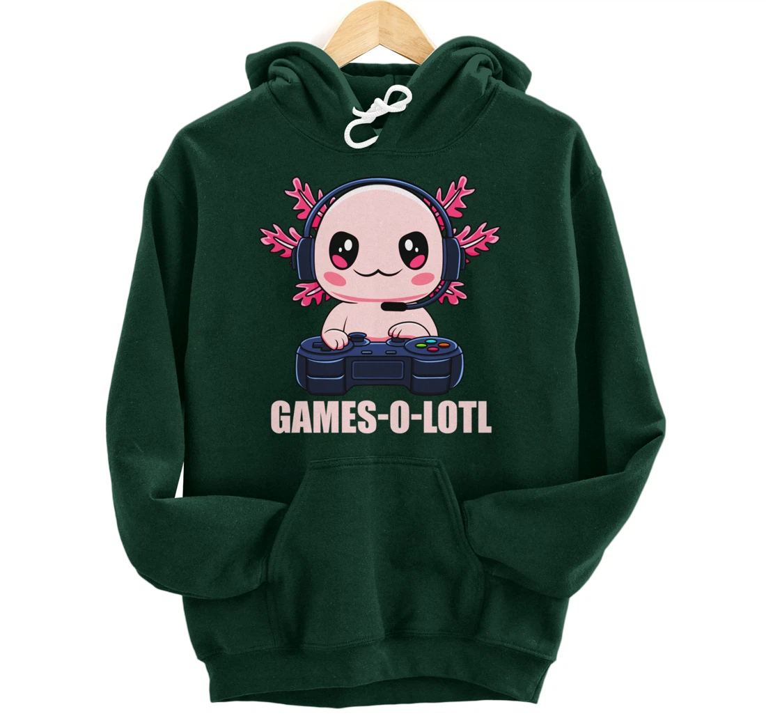 Games-O-Lotl Gamesolotl Axolotl Video Gamer Kawaii Anime Pullover Hoodie