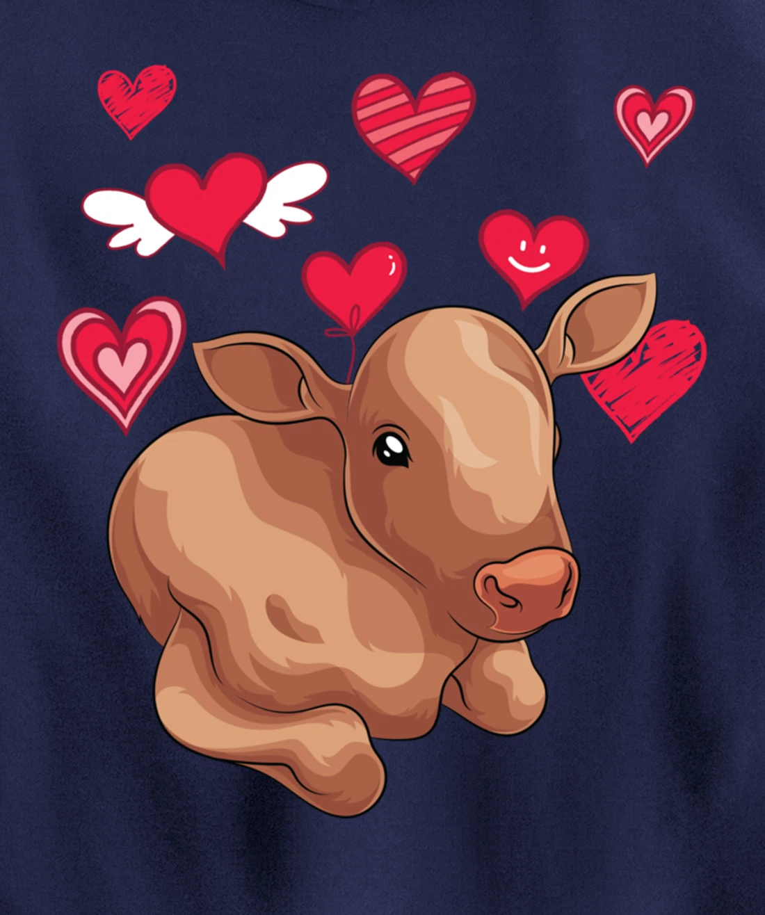 Cute Farm Animal Cow Hearts Lover Farmer Baby Cow Pullover Hoodie
