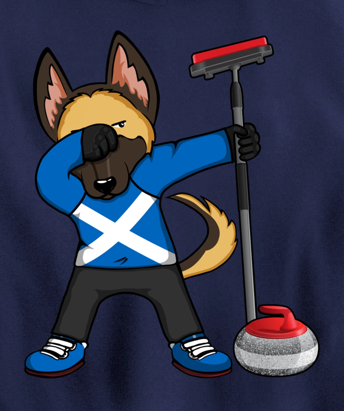 Dabbing German Shepherd Scotland Curling Fans Jersey Sports Pullover Hoodie