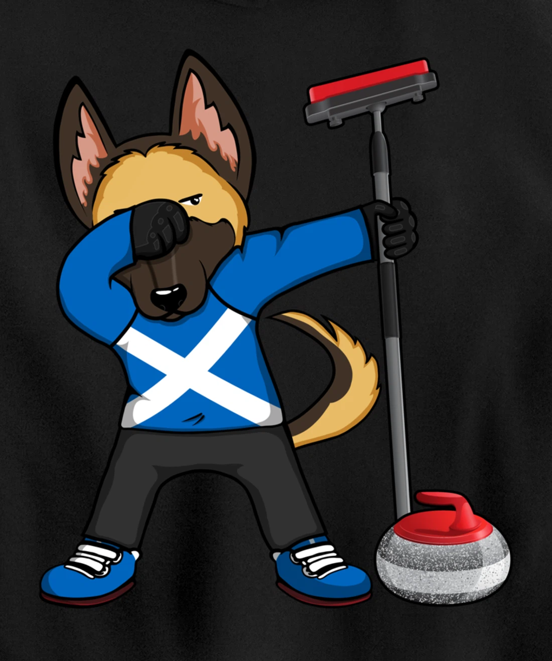 Dabbing German Shepherd Scotland Curling Fans Jersey Sports Pullover Hoodie