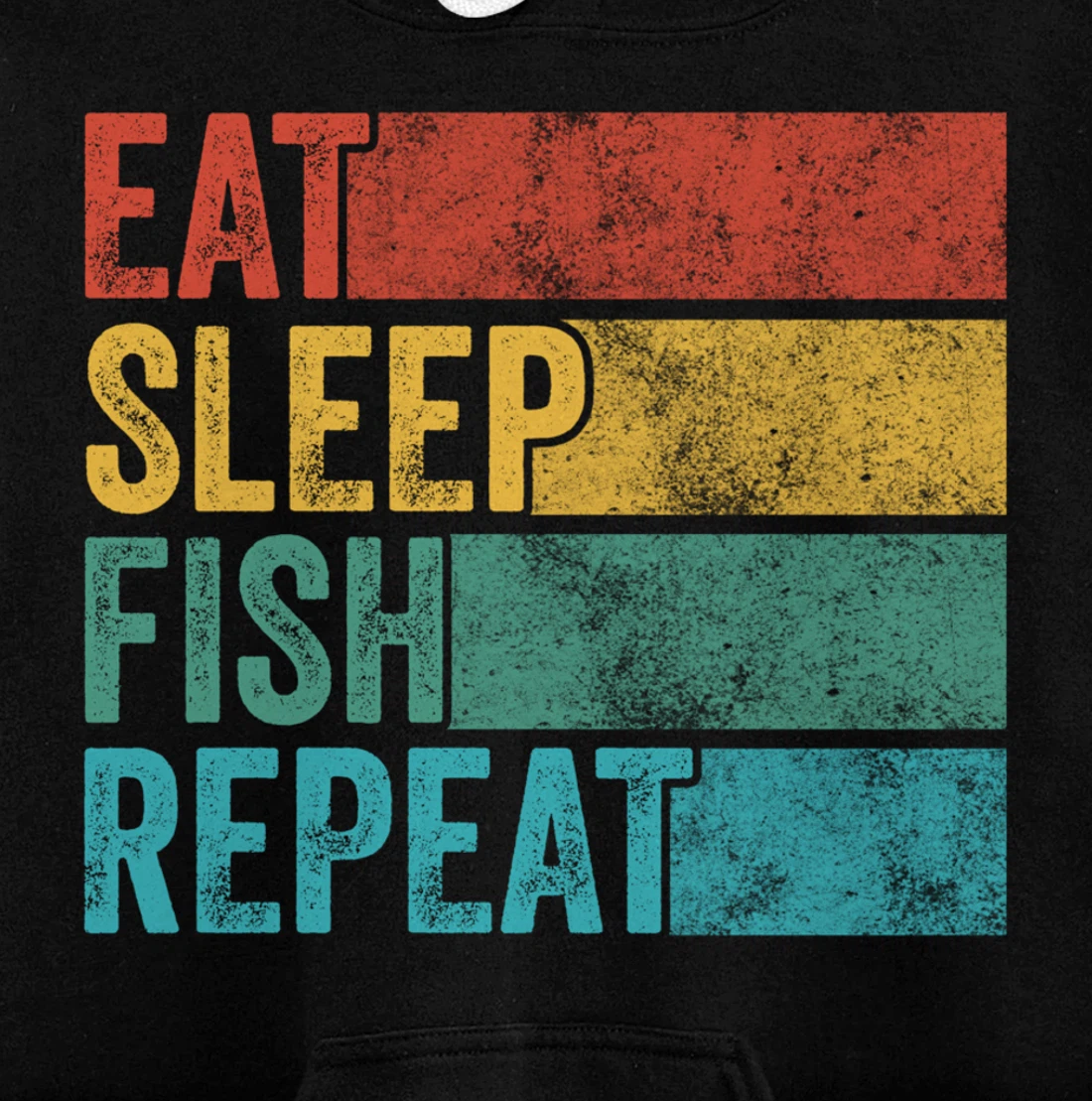 Eat Sleep Fish Repeat Funny Fishing Fisherman Vintage Retro Pullover Hoodie