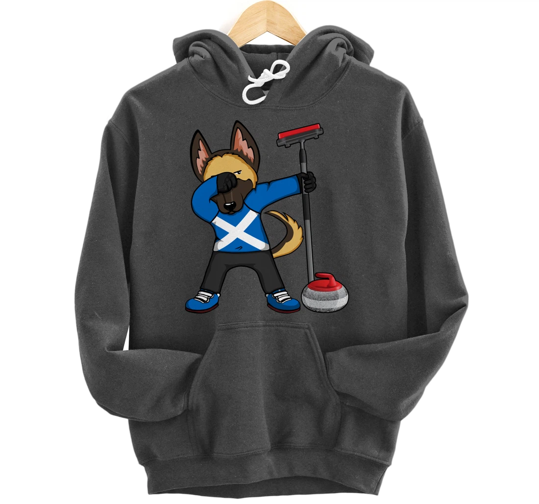 Dabbing German Shepherd Scotland Curling Fans Jersey Sports Pullover Hoodie