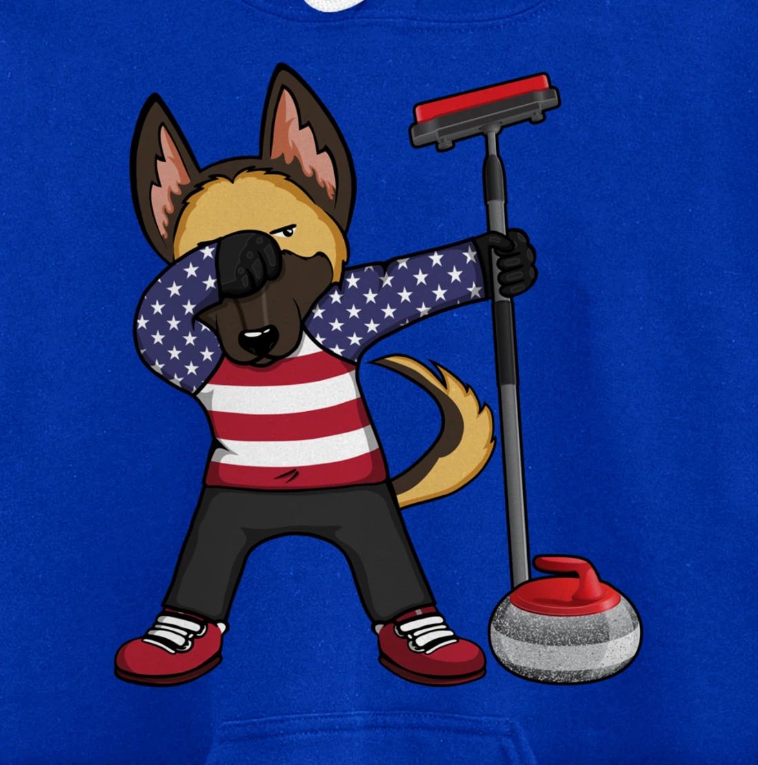 Dabbing German Shepherd USA Flag America Curling Fans Jersey Pullover Hoodie