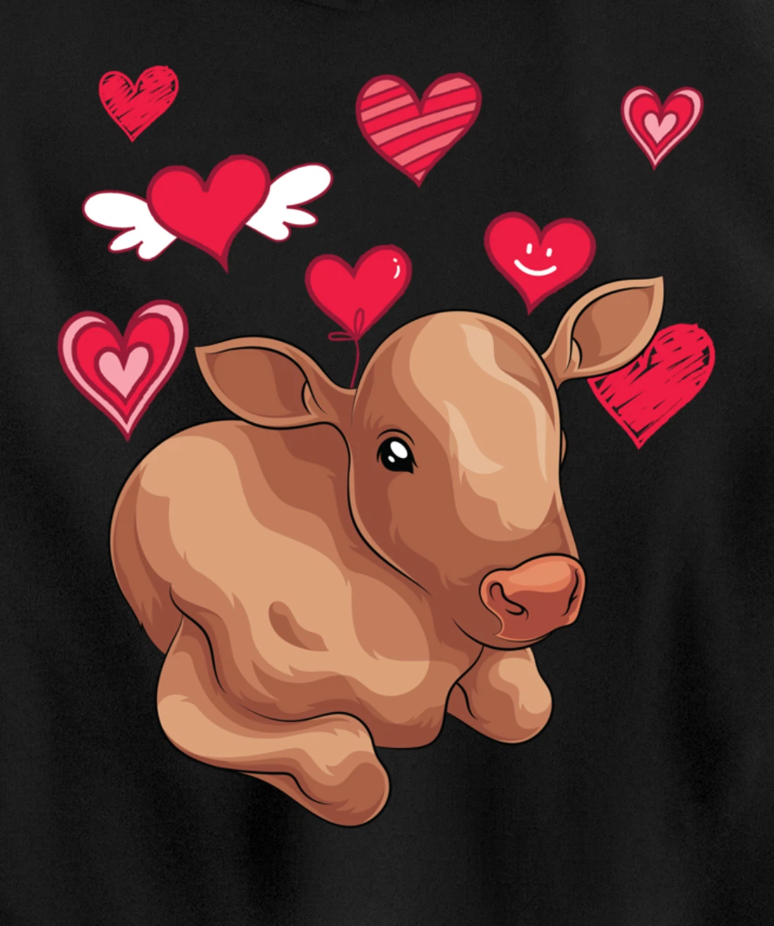 Cute Farm Animal Cow Hearts Lover Farmer Baby Cow Pullover Hoodie