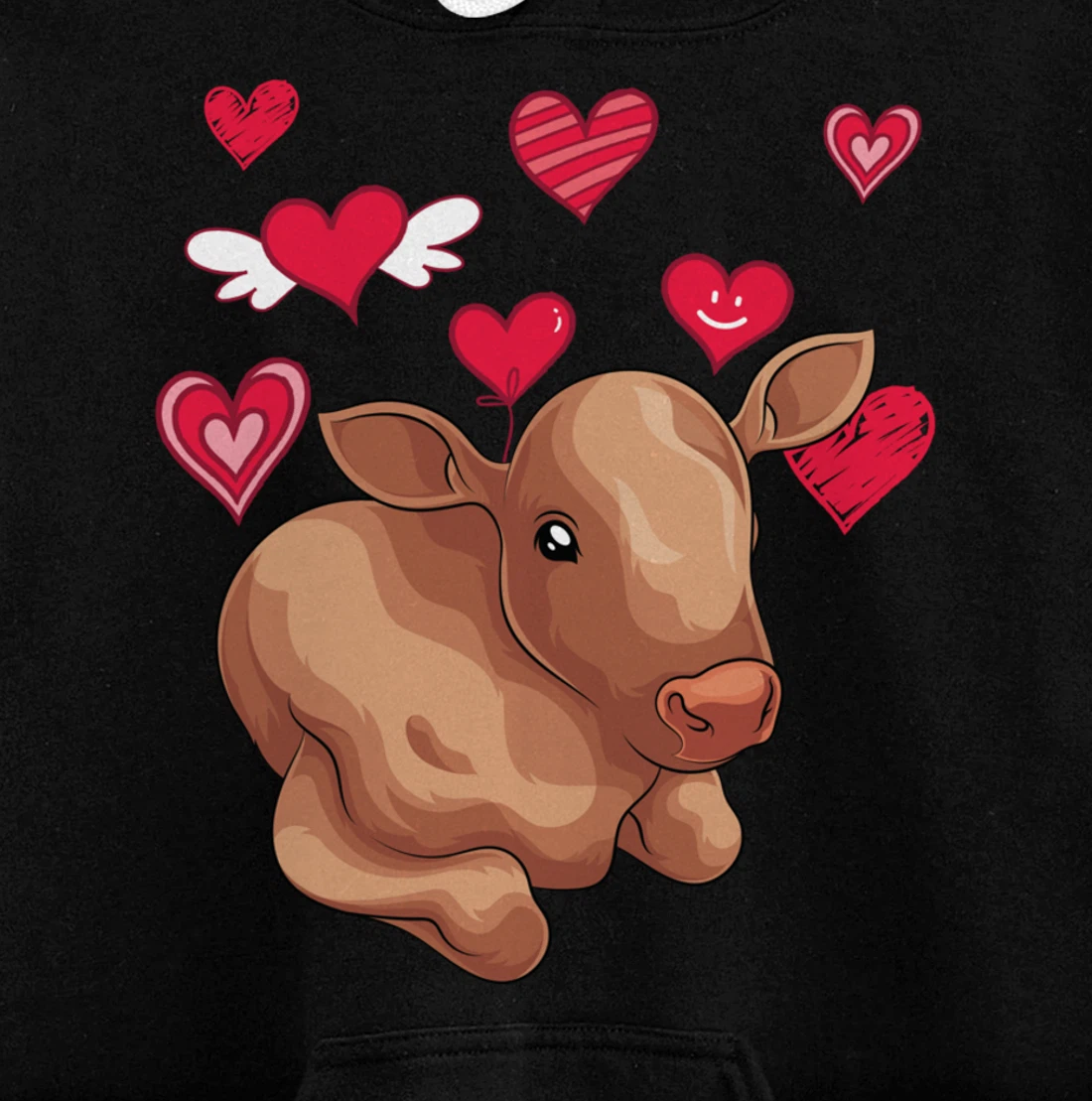 Cute Farm Animal Cow Hearts Lover Farmer Baby Cow Pullover Hoodie