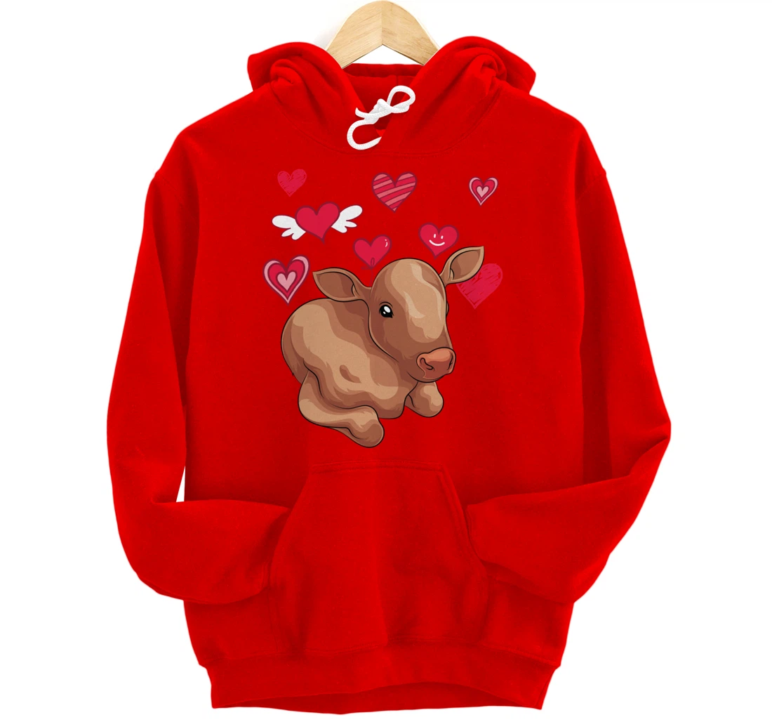 Cute Farm Animal Cow Hearts Lover Farmer Baby Cow Pullover Hoodie