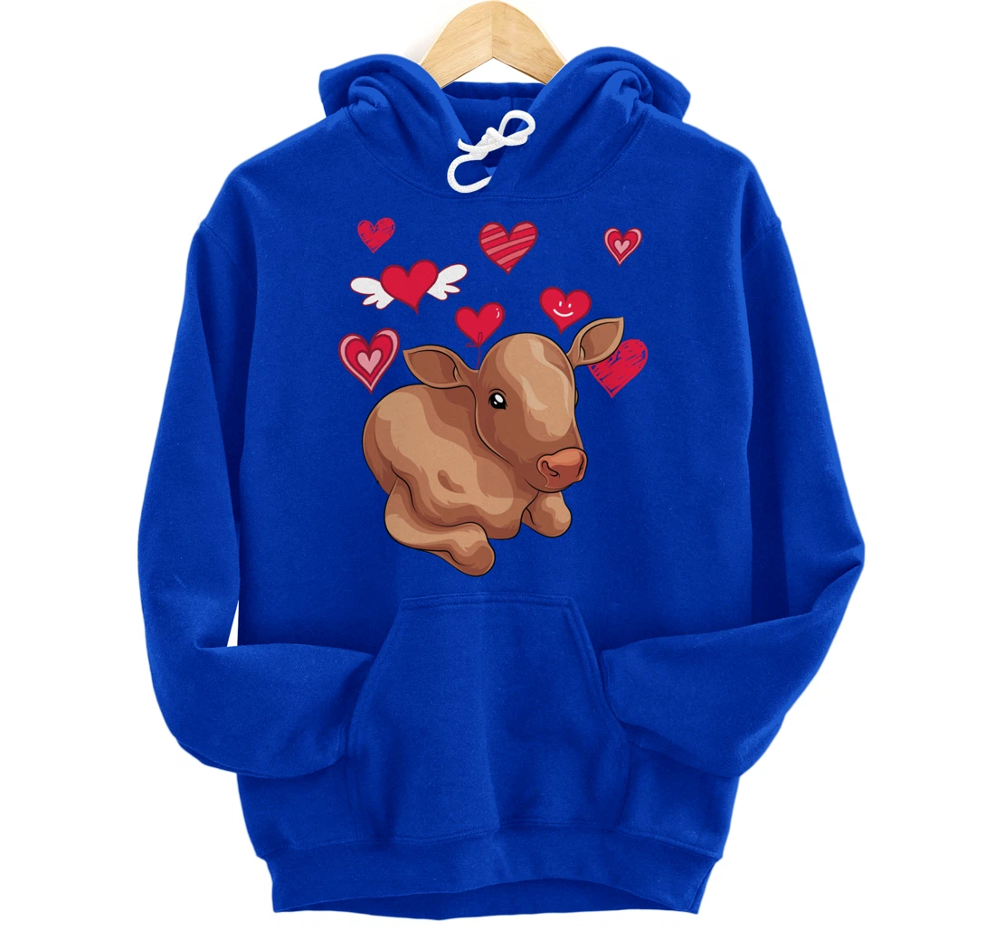Cute Farm Animal Cow Hearts Lover Farmer Baby Cow Pullover Hoodie