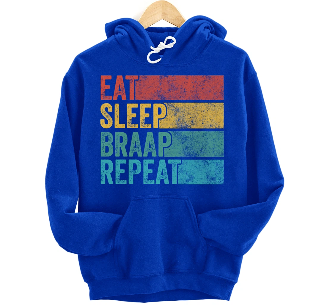 Funny Eat Sleep Braap Repeat Dirt Bike Motocross Vintage Pullover Hoodie