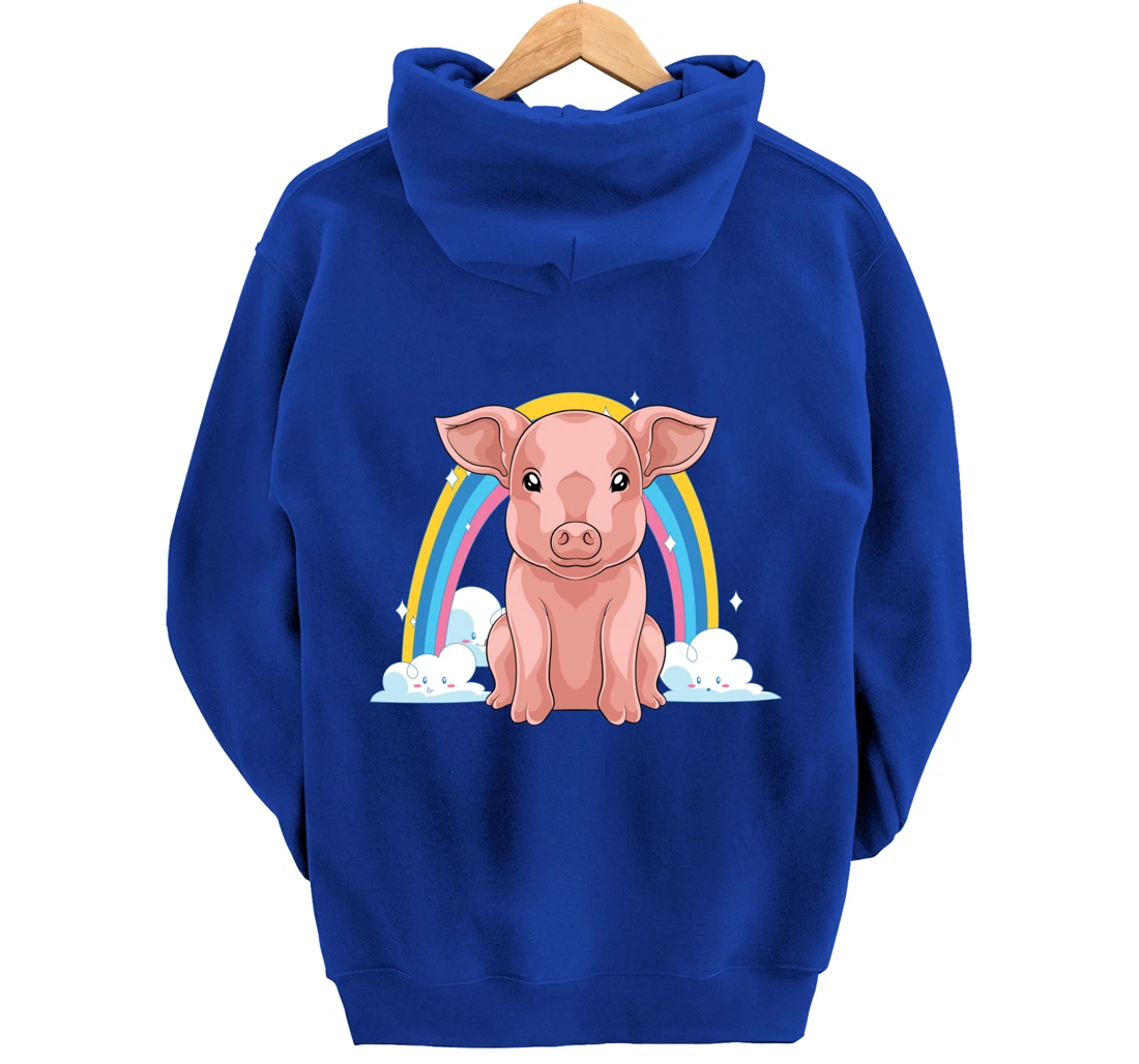 Piglet Farm Animal Lover Rainbow Farmer Cute Baby Pig Pullover Hoodie