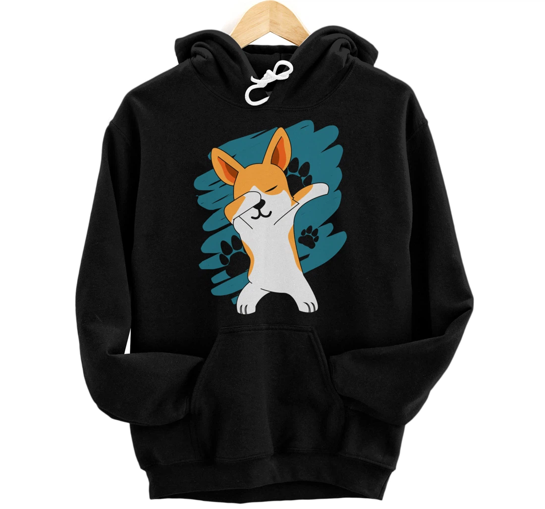 Doggie Pet Dog Owner Dog Lover Dabbing Corgi Pullover Hoodie