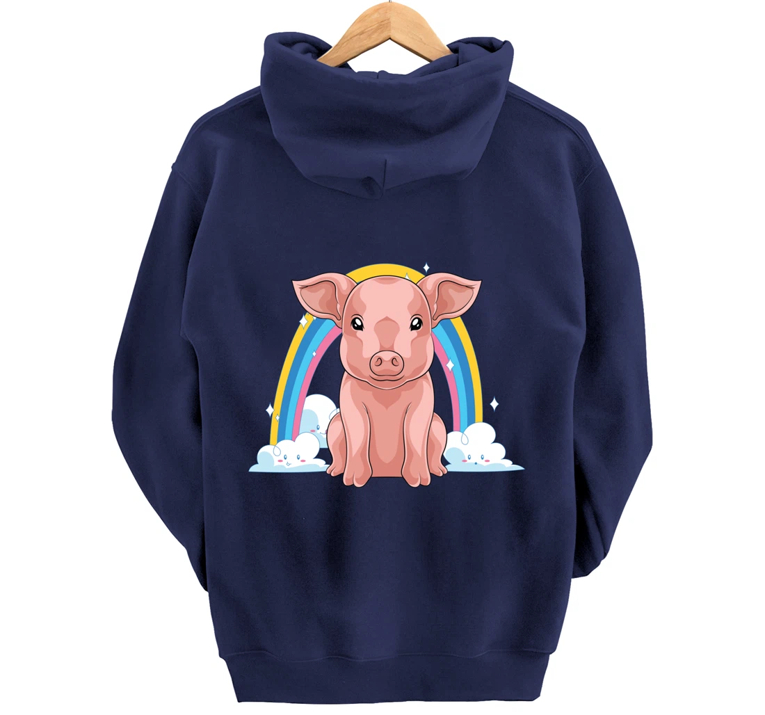 Piglet Farm Animal Lover Rainbow Farmer Cute Baby Pig Pullover Hoodie