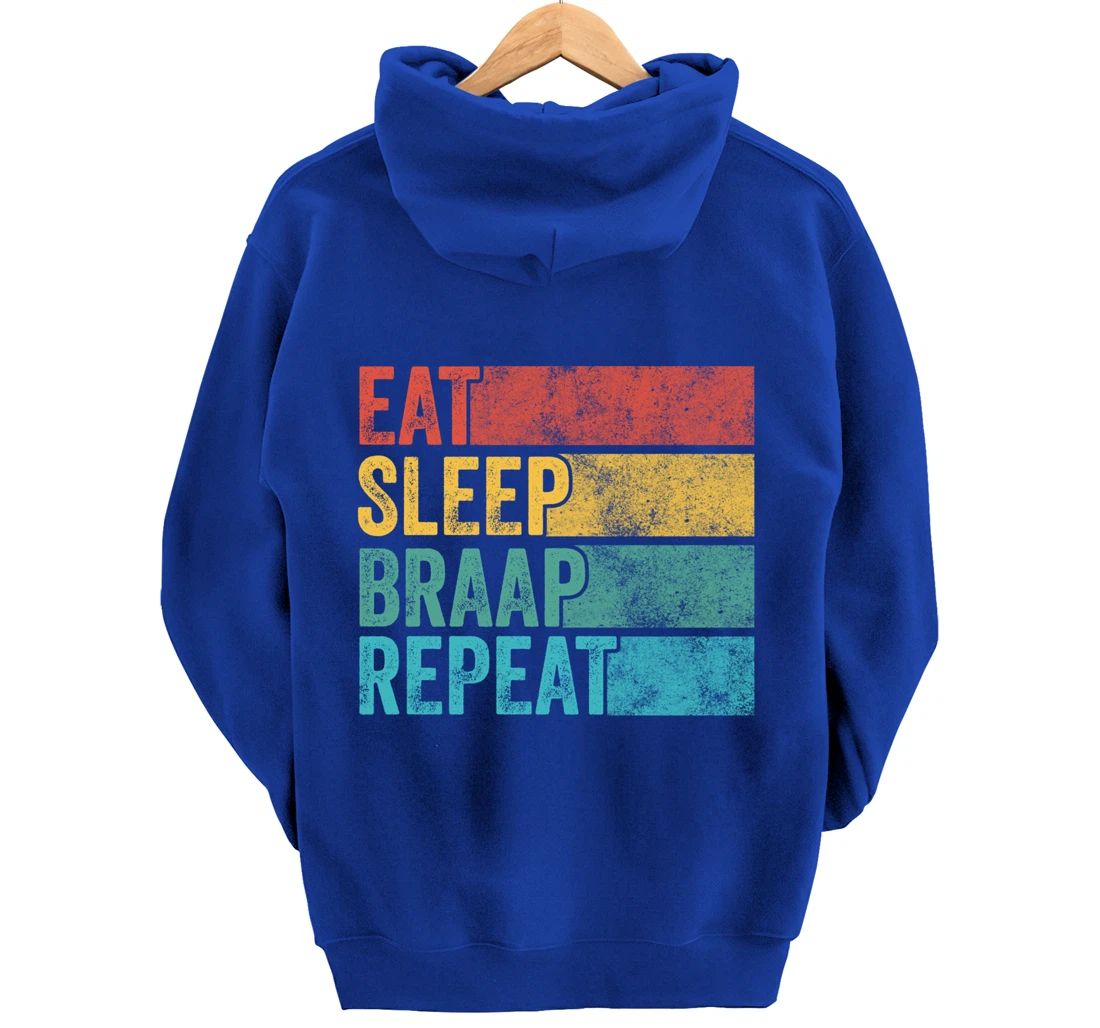 Funny Eat Sleep Braap Repeat Dirt Bike Motocross Vintage Pullover Hoodie