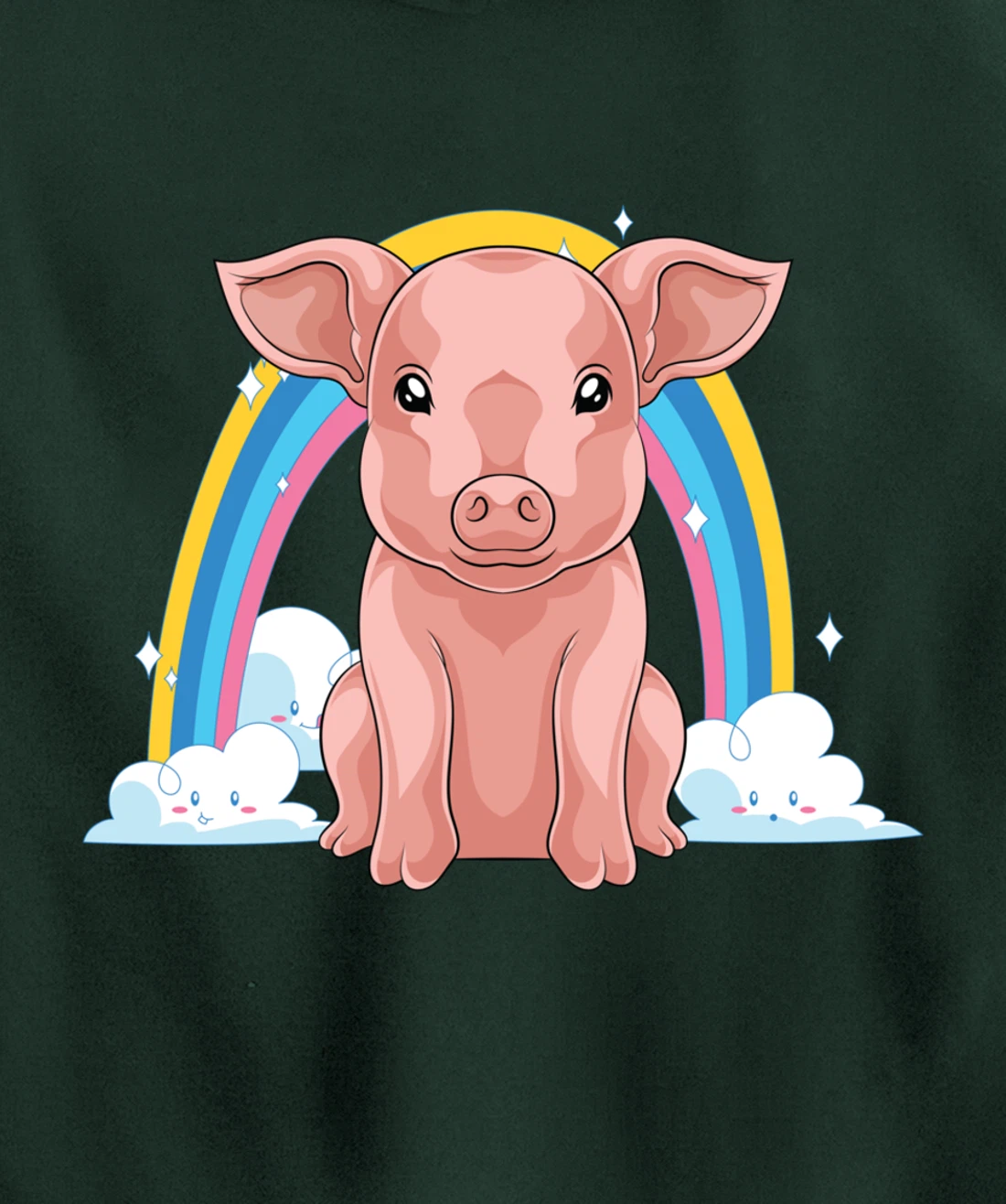 Piglet Farm Animal Lover Rainbow Farmer Cute Baby Pig Pullover Hoodie