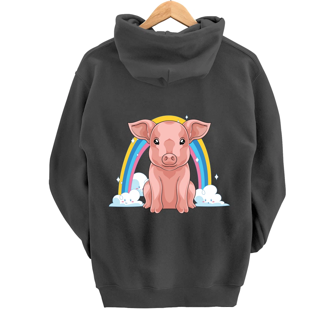 Piglet Farm Animal Lover Rainbow Farmer Cute Baby Pig Pullover Hoodie