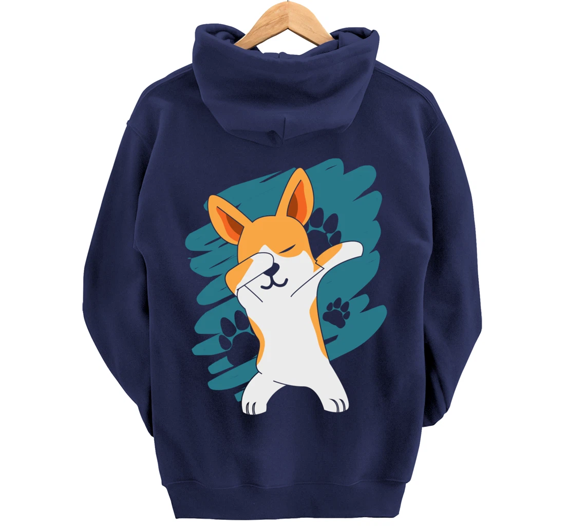 Doggie Pet Dog Owner Dog Lover Dabbing Corgi Pullover Hoodie
