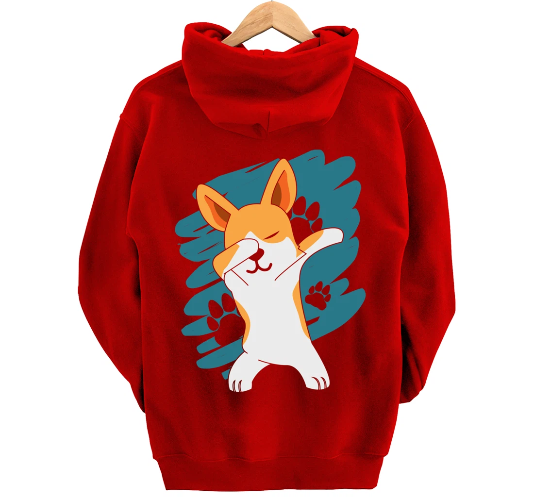Doggie Pet Dog Owner Dog Lover Dabbing Corgi Pullover Hoodie