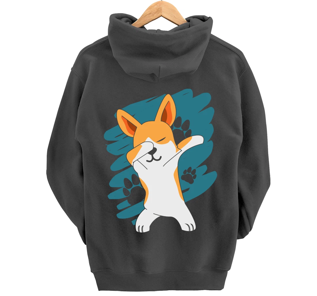 Doggie Pet Dog Owner Dog Lover Dabbing Corgi Pullover Hoodie