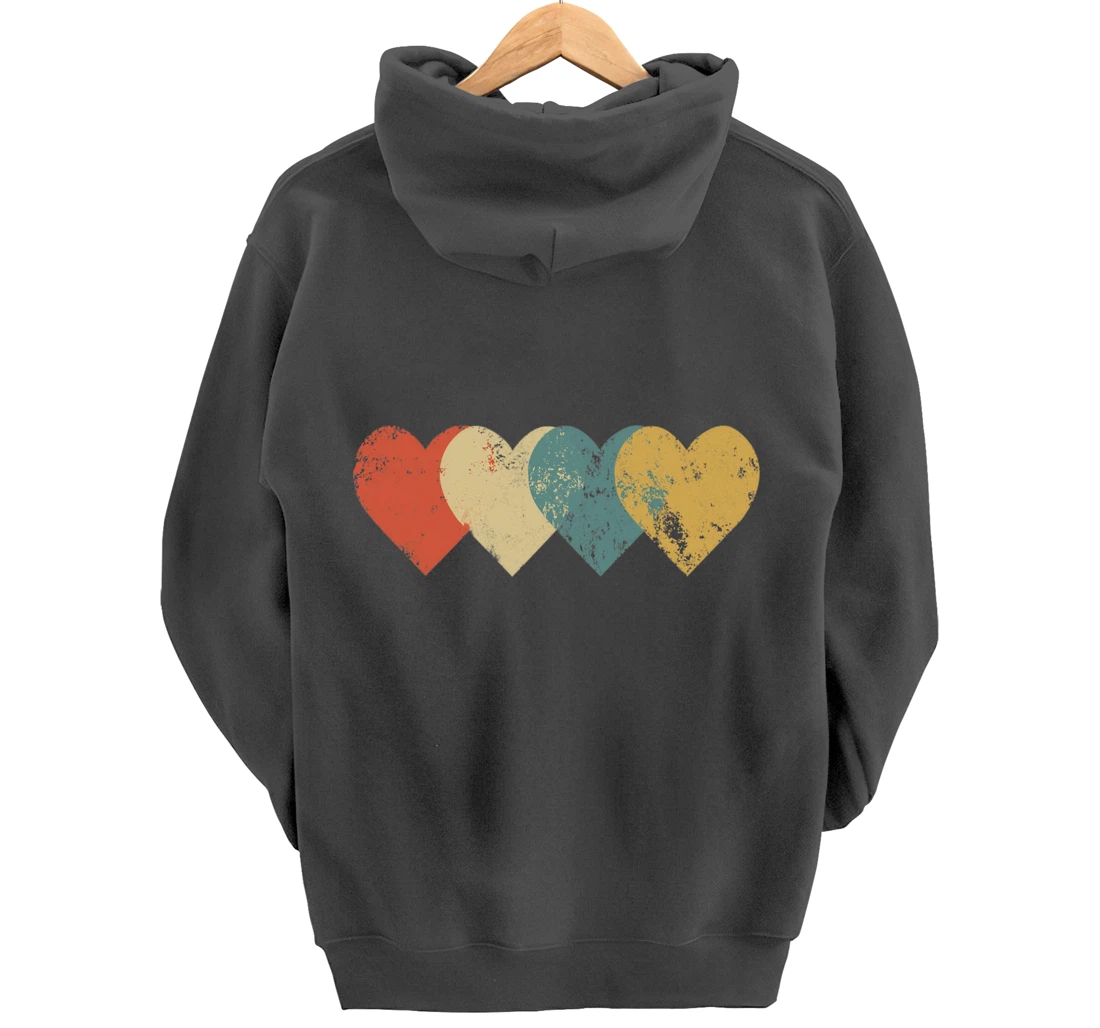 Vintage Hearts Cool Retro Valentines Day Pullover Hoodie