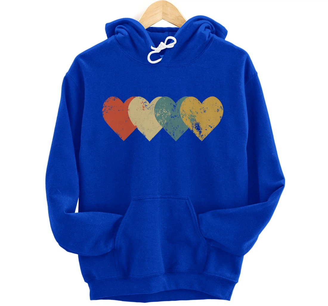 Vintage Hearts Cool Retro Valentines Day Pullover Hoodie
