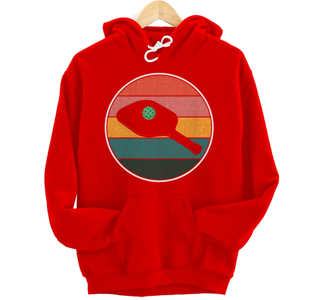 Pickleball Vintage Retro Sunset Ball - Funny Pickleball Joke Pullover Hoodie