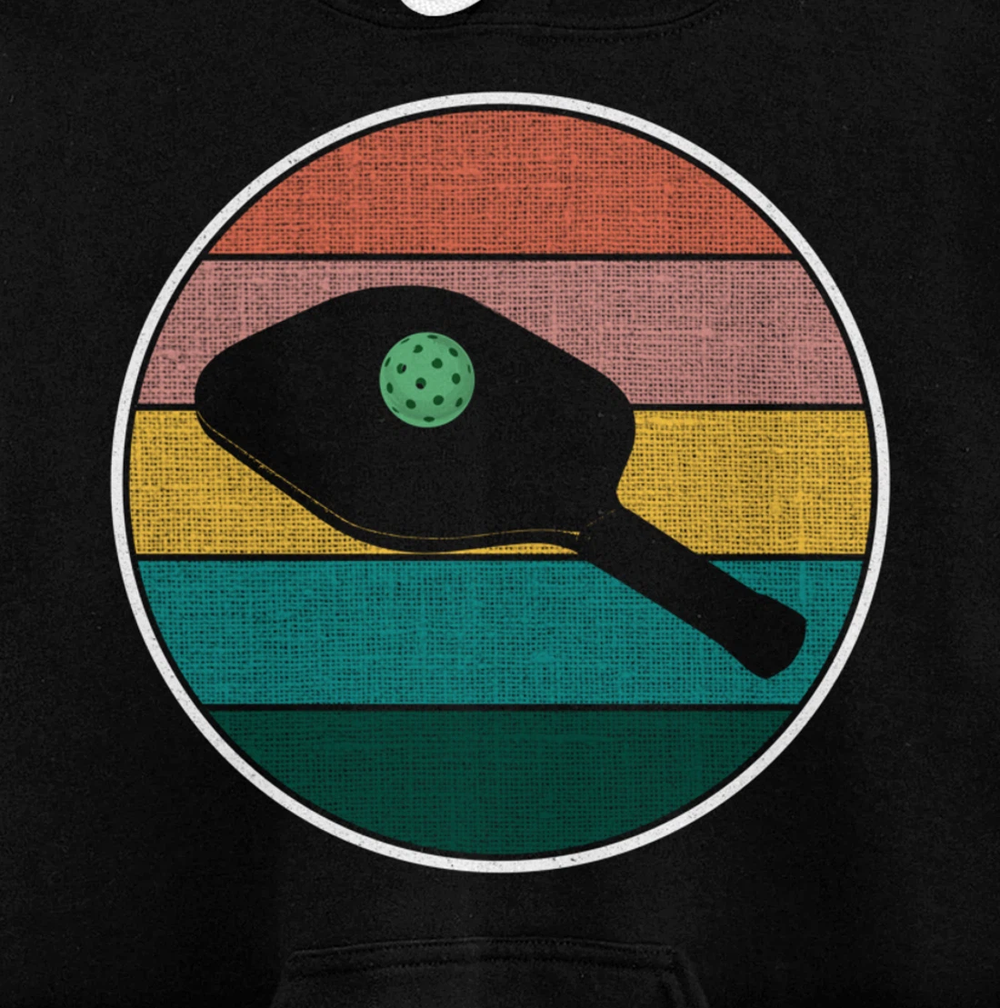 Pickleball Vintage Retro Sunset Ball - Funny Pickleball Joke Pullover Hoodie