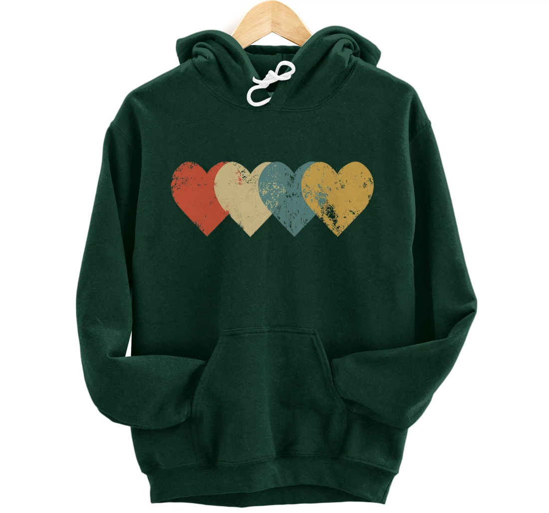 Vintage Hearts Cool Retro Valentines Day Pullover Hoodie