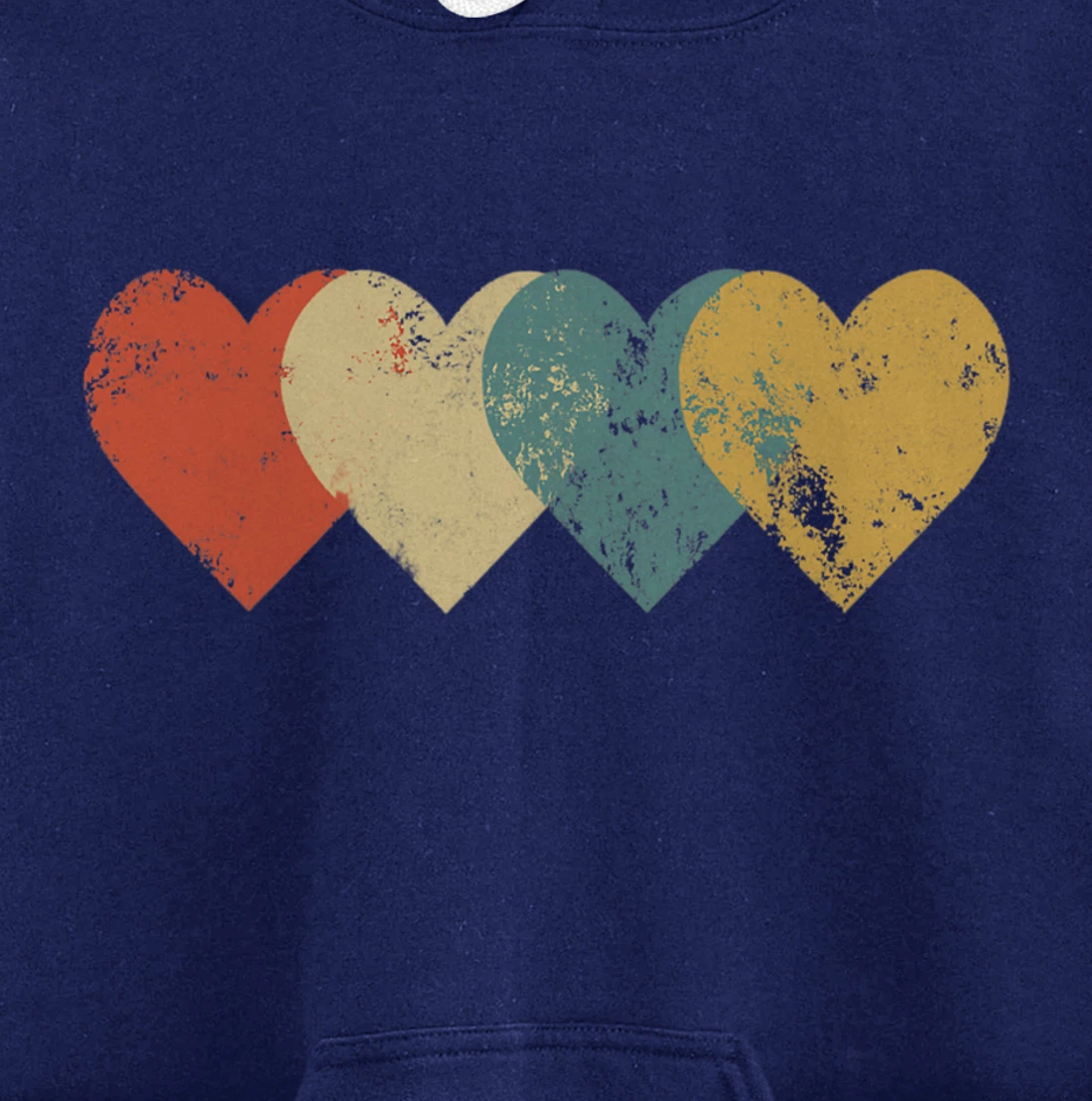 Vintage Hearts Cool Retro Valentines Day Pullover Hoodie