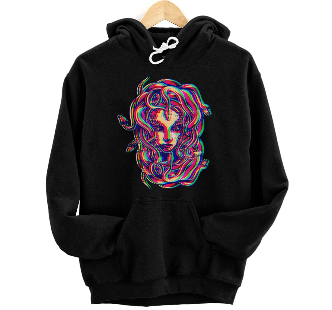 Medusa Greek Mythology Psychedelic Hippie Vaporwave Retro Pullover Hoodie