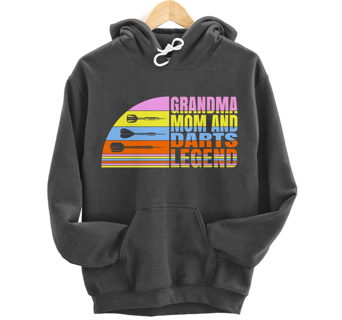 Grandma Mom And Darts Legend, Dart Throwing Women Darts Pullover Hoodie