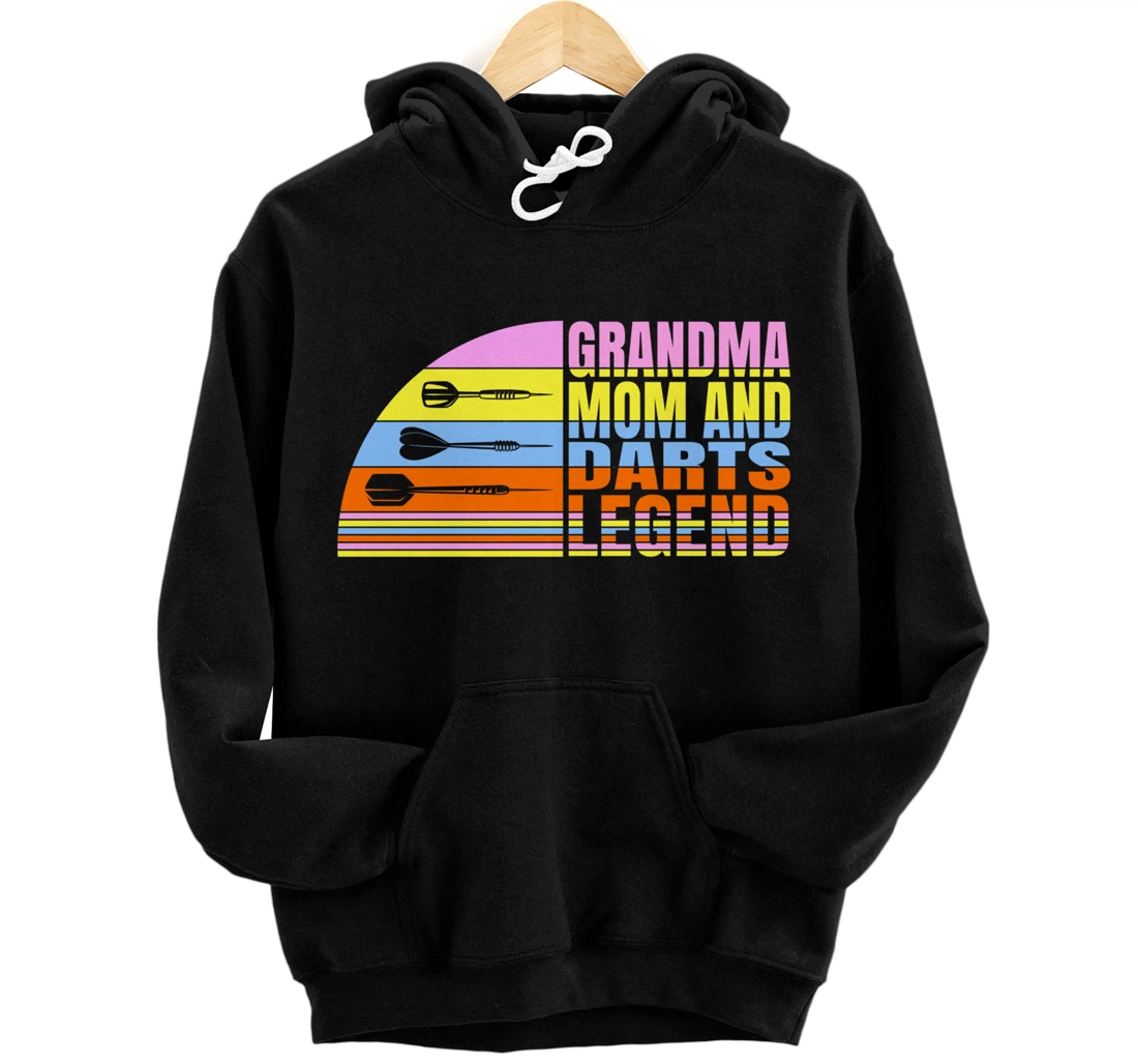 Grandma Mom And Darts Legend, Dart Throwing Women Darts Pullover Hoodie