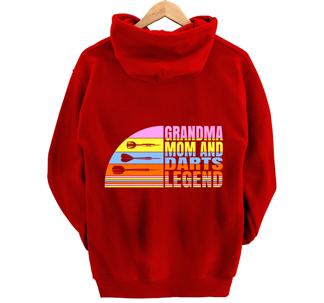 Grandma Mom And Darts Legend, Dart Throwing Women Darts Pullover Hoodie