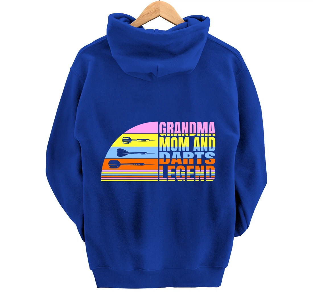 Grandma Mom And Darts Legend, Dart Throwing Women Darts Pullover Hoodie