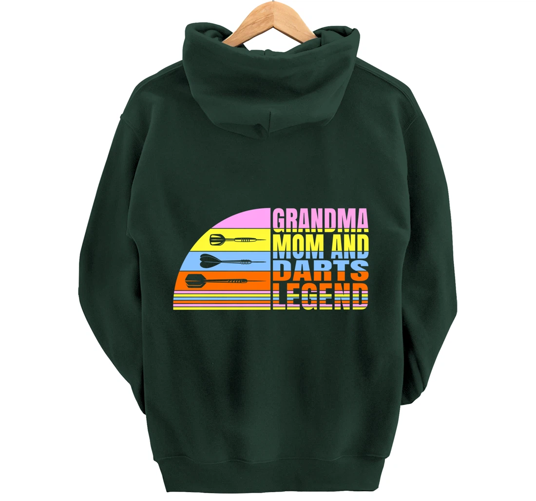 Grandma Mom And Darts Legend, Dart Throwing Women Darts Pullover Hoodie