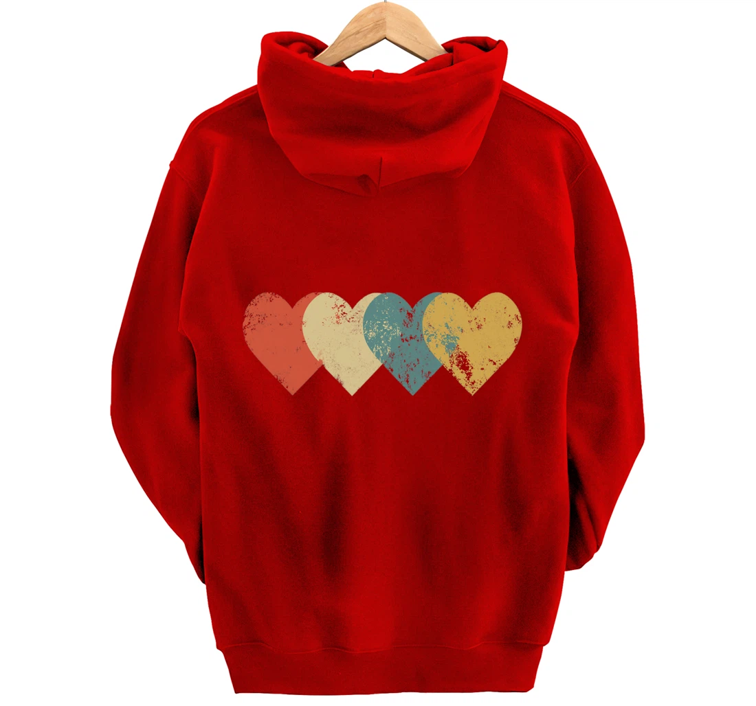 Vintage Hearts Cool Retro Valentines Day Pullover Hoodie