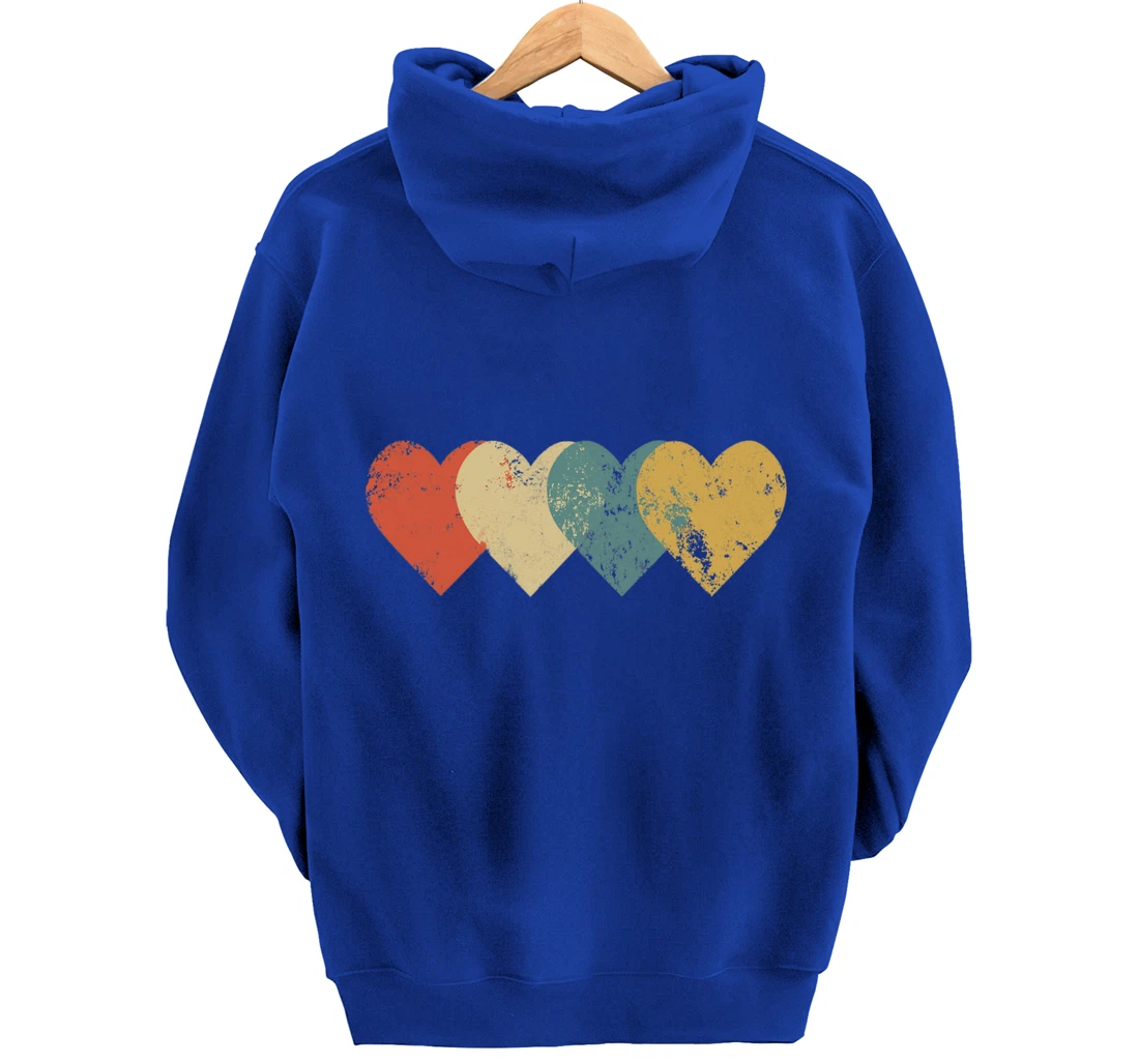 Vintage Hearts Cool Retro Valentines Day Pullover Hoodie